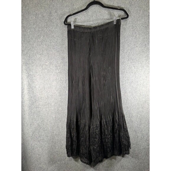 Pretty Angel Pants Women L Black Silk Blend Pull On Grunge Lace Fairy‎ Artsy - Picture 1 of 7